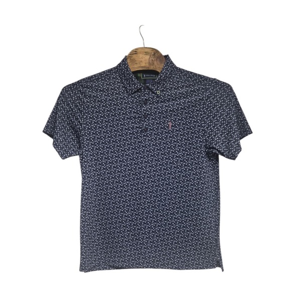 William Murray Polo Shirt Mens Medium Blue Casual Golf Party AOP Lightweight - Picture 2 of 7